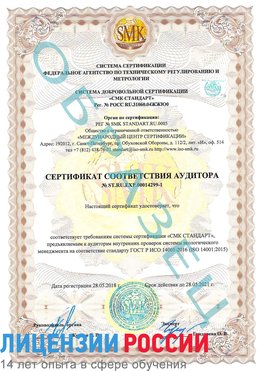 Образец сертификата соответствия аудитора №ST.RU.EXP.00014299-1 Кандалакша Сертификат ISO 14001