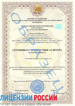 Образец сертификата соответствия аудитора №ST.RU.EXP.00006191-1 Кандалакша Сертификат ISO 50001